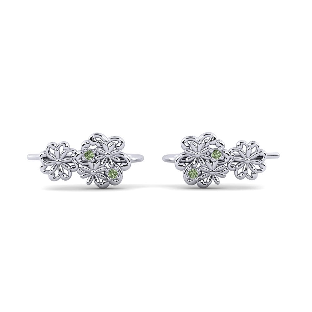 White Silver Green Diamond Women's Earring Oxtorget