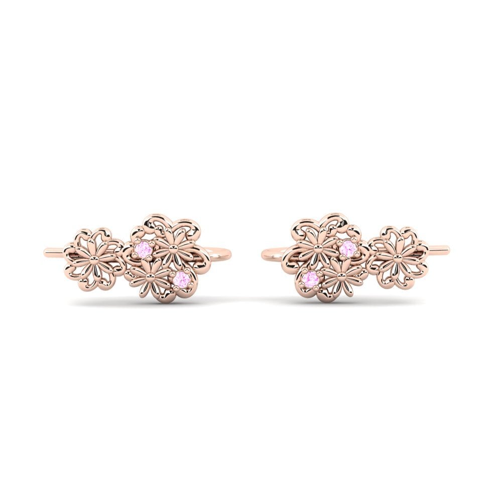 14k Oro Rosa Zafiro Rosado Pendiente de mujer Oxtorget