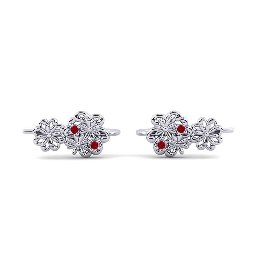 White Silver Red Zirconia Women's Earring Oxtorget