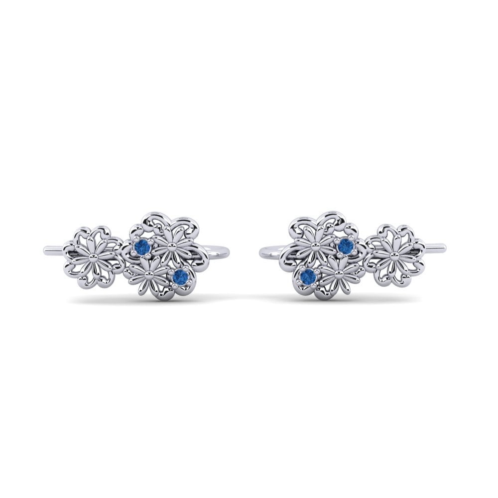 White Silver Dark Blue Zirconia Women's Earring Oxtorget