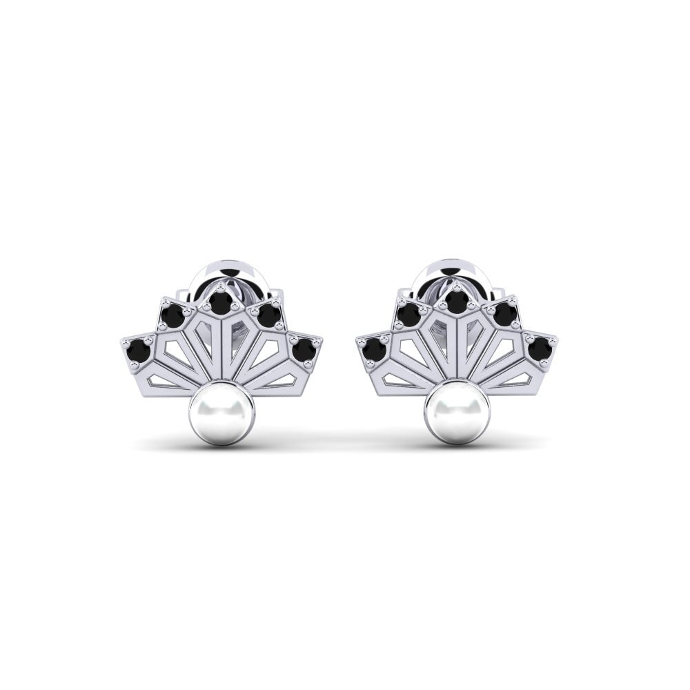 14ct White Gold Black Diamond Women's Earring Pieridae
