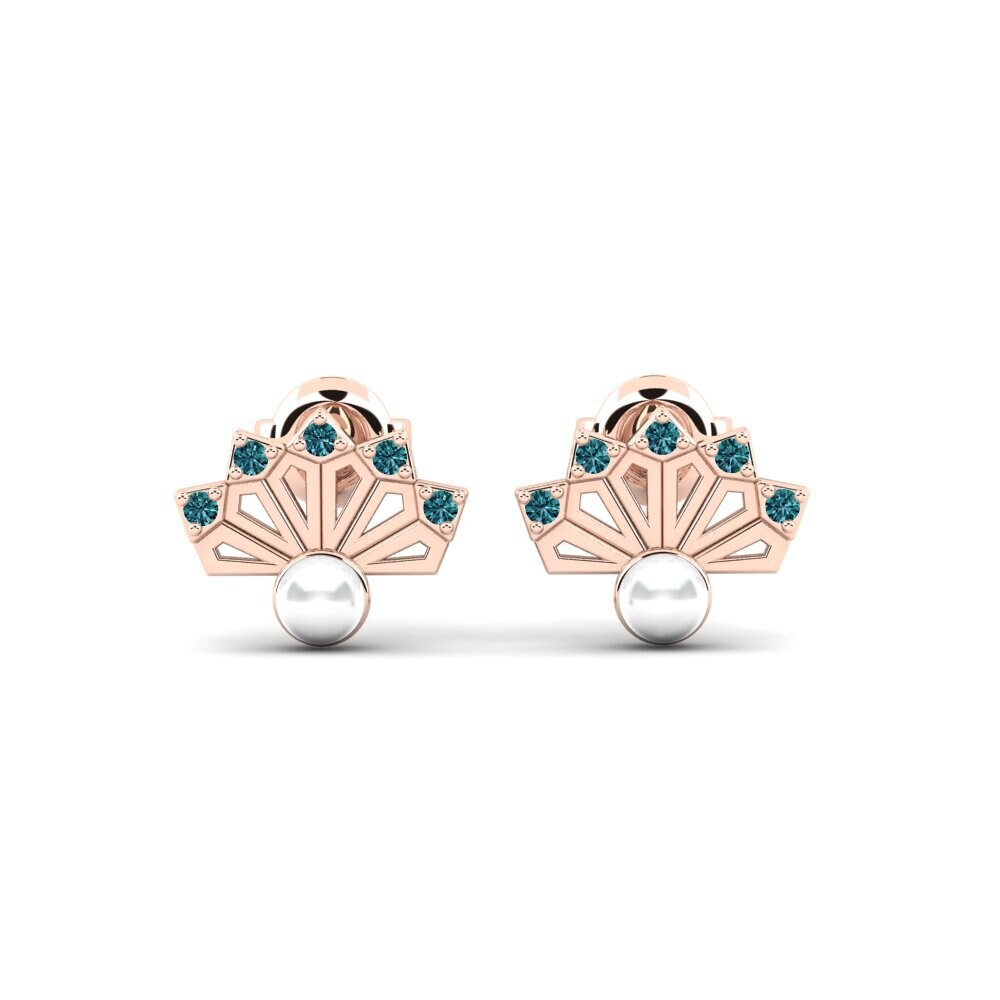 Rotgold 750 Blauer Diamant Damen ohrring Pieridae