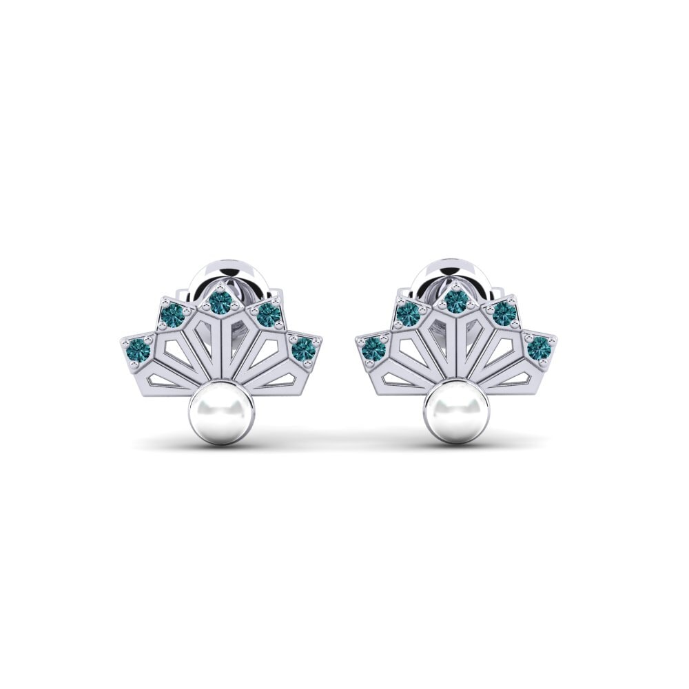 Weißgold 585 Blauer Diamant Damen ohrring Pieridae