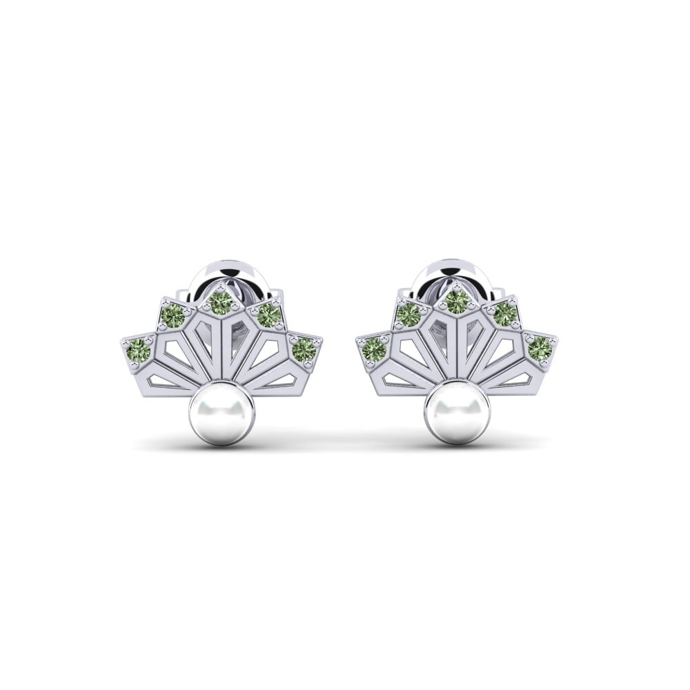White Silver Green Diamond Women's Earring Pieridae