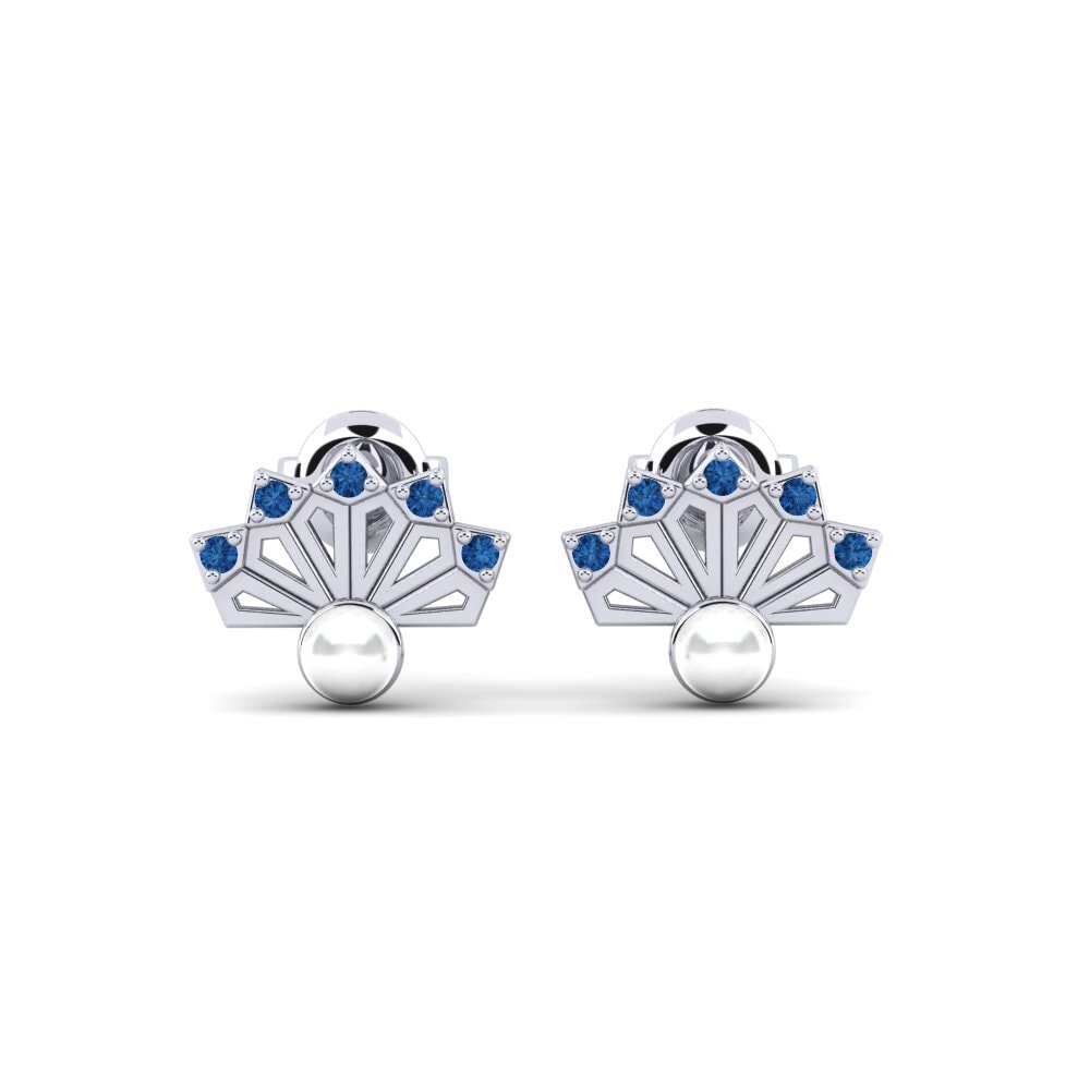 White Silver Dark Blue Zirconia Women's Earring Pieridae