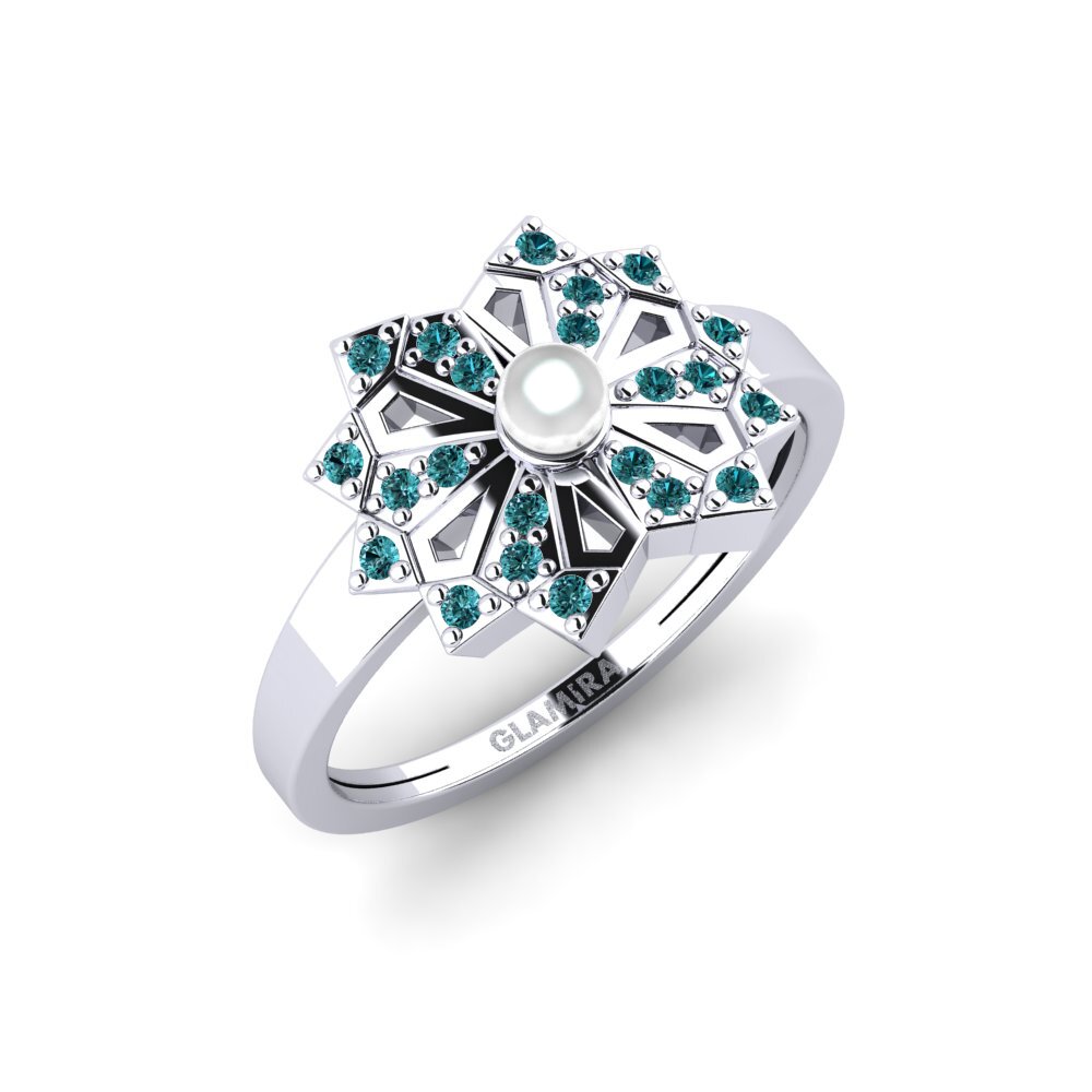 Weißgold 585 Blauer Diamant Ring Poroshiri