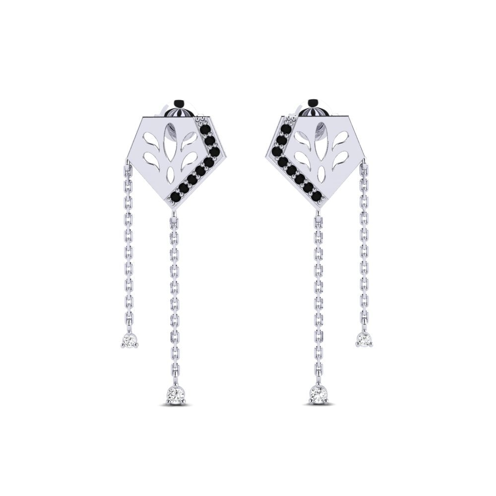 White Silver Black Sapphire Women's Earring Poshi