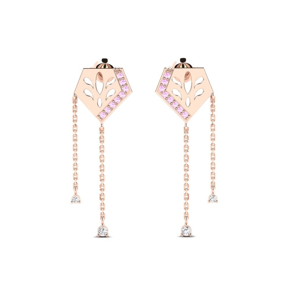 14k Oro Rosa Zafiro Rosado Pendiente de mujer Poshi