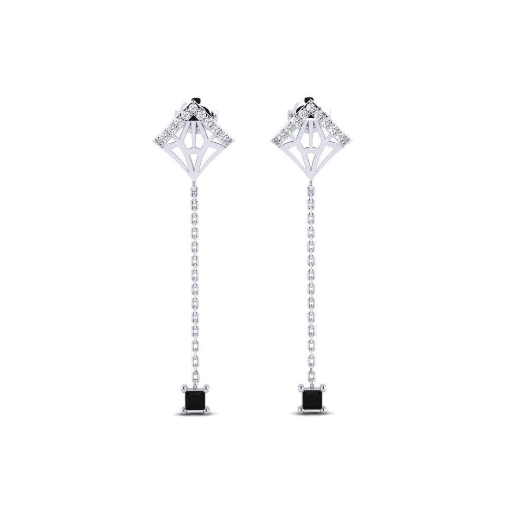 Plata 925 Diamante Negro Pendiente de mujer Potong