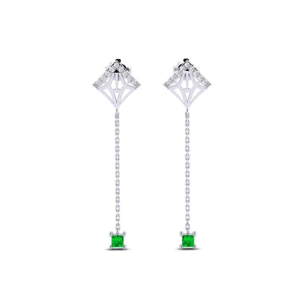 Plata 925 Esmeralda Pendiente de mujer Potong