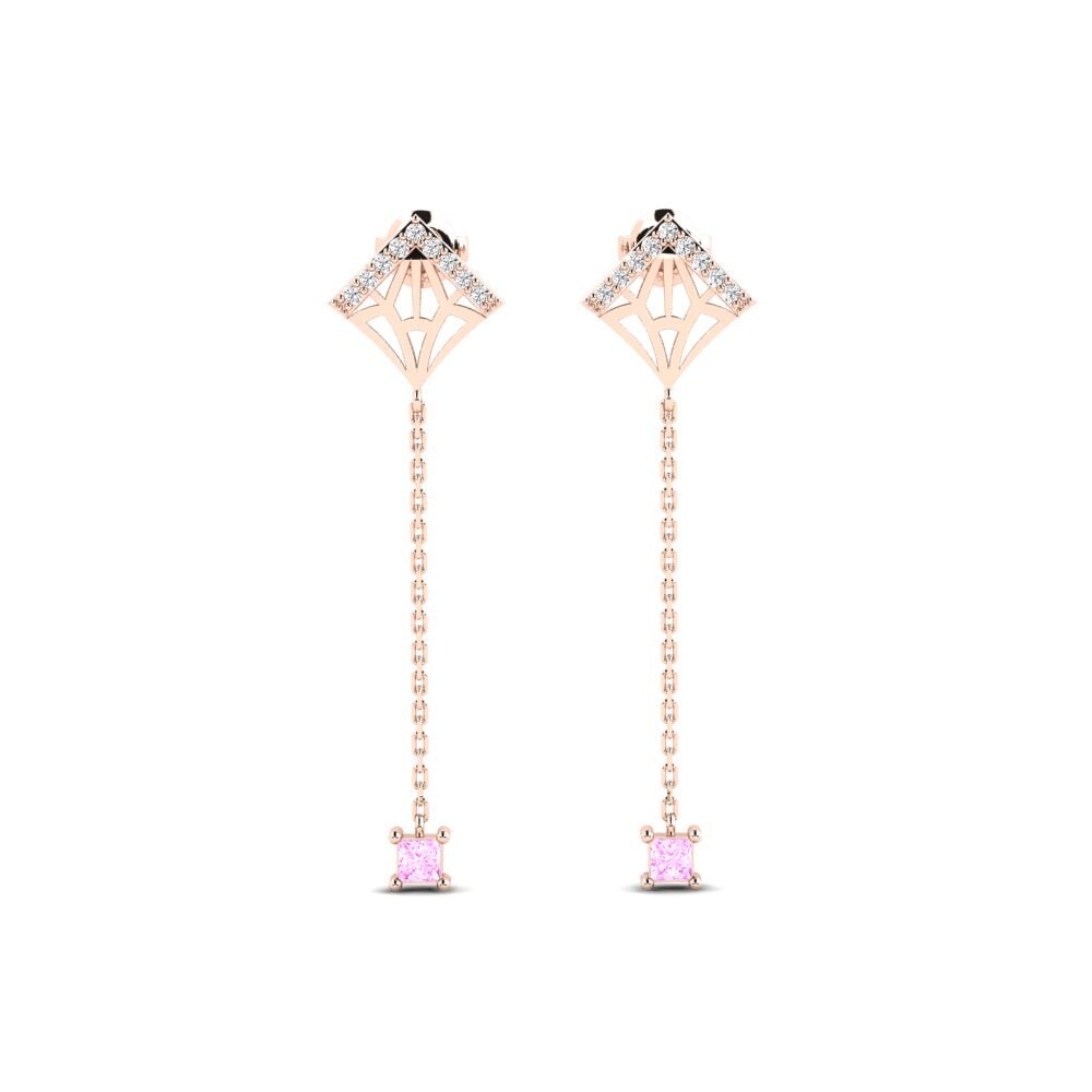 14k Oro Rosa Zafiro Rosado Pendiente de mujer Potong