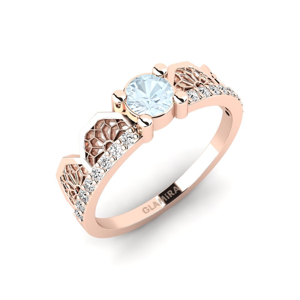 14ct Rose Gold Aquamarine Ring Ritsurin