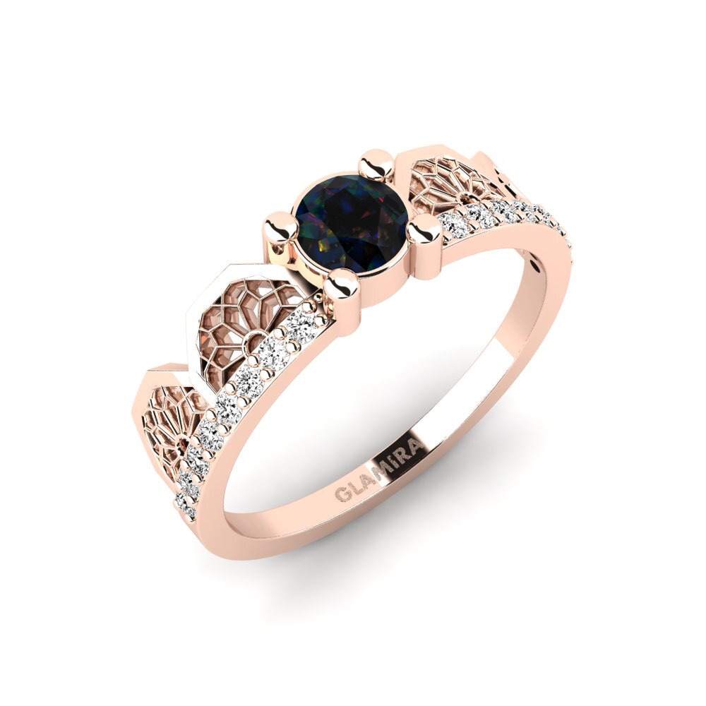14ct Rose Gold Black Opal Ring Ritsurin
