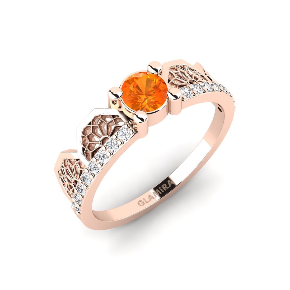 14ct Rose Gold Orange Sapphire Ring Ritsurin