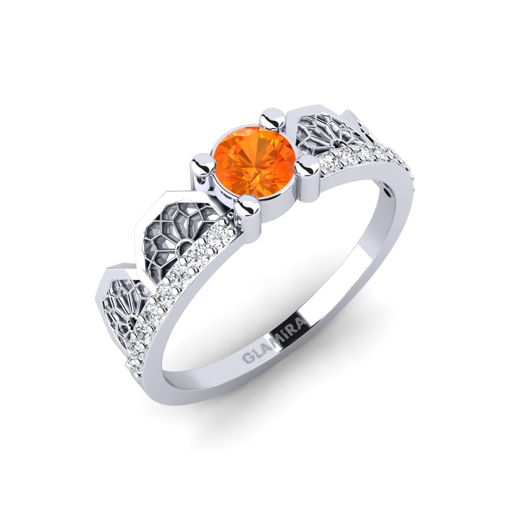 9ct White Gold Orange Sapphire Ring Ritsurin