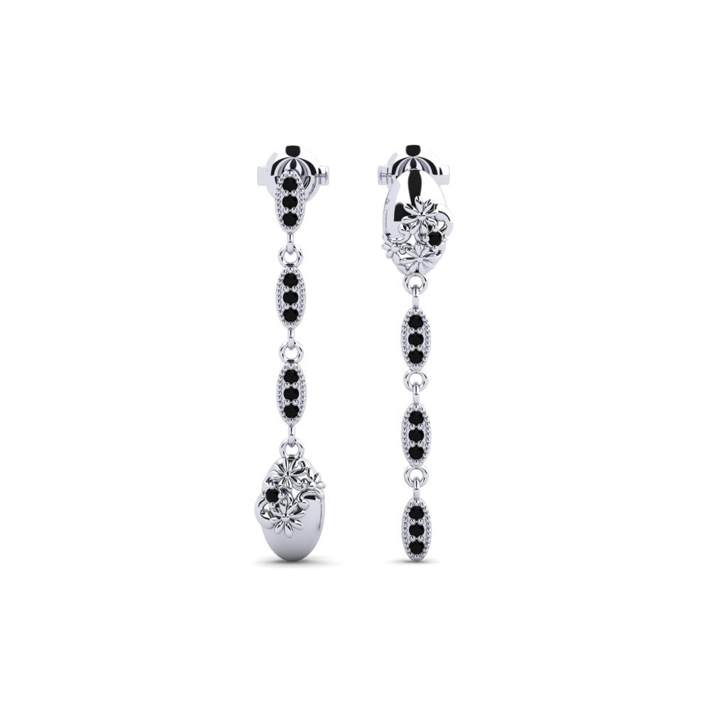Plata 925 Diamante Negro Pendiente de mujer Roslags
