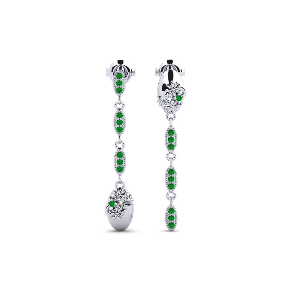 Plata 925 Esmeralda Pendiente de mujer Roslags