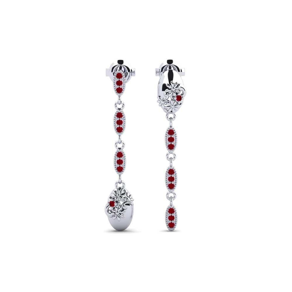 White Silver Red Zirconia Women's Earring Roslags