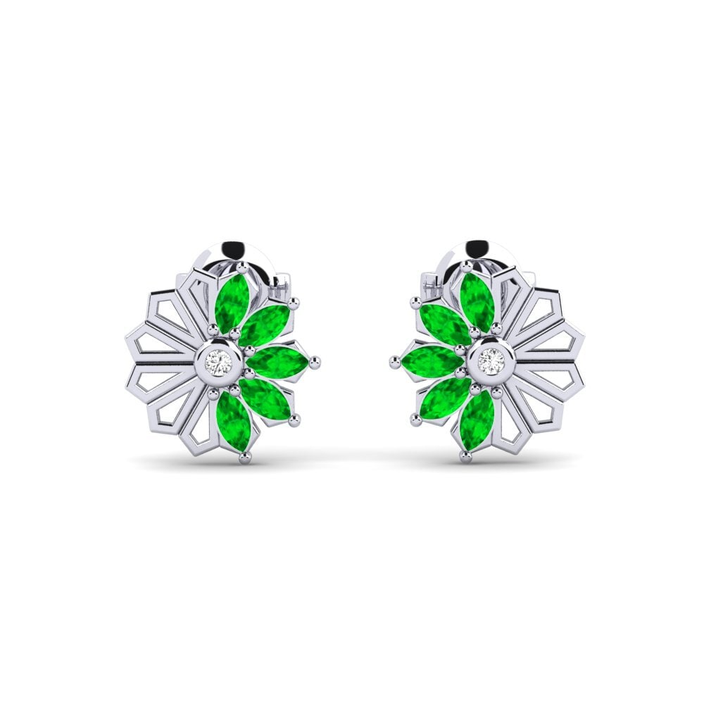 Plata 925 Esmeralda Pendiente de mujer Ryokami