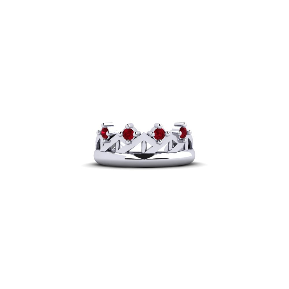 White Silver Red Zirconia Women's Earring Sakey