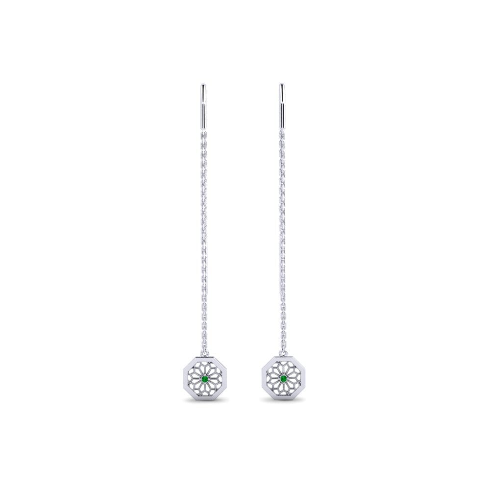 Plata 925 Esmeralda Pendiente de mujer Sanbesan