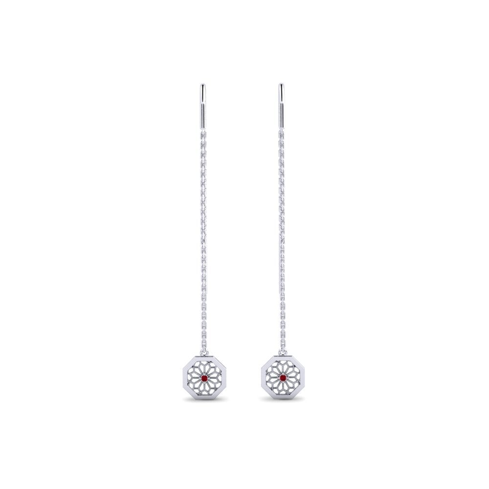 White Silver Red Zirconia Women's Earring Sanbesan