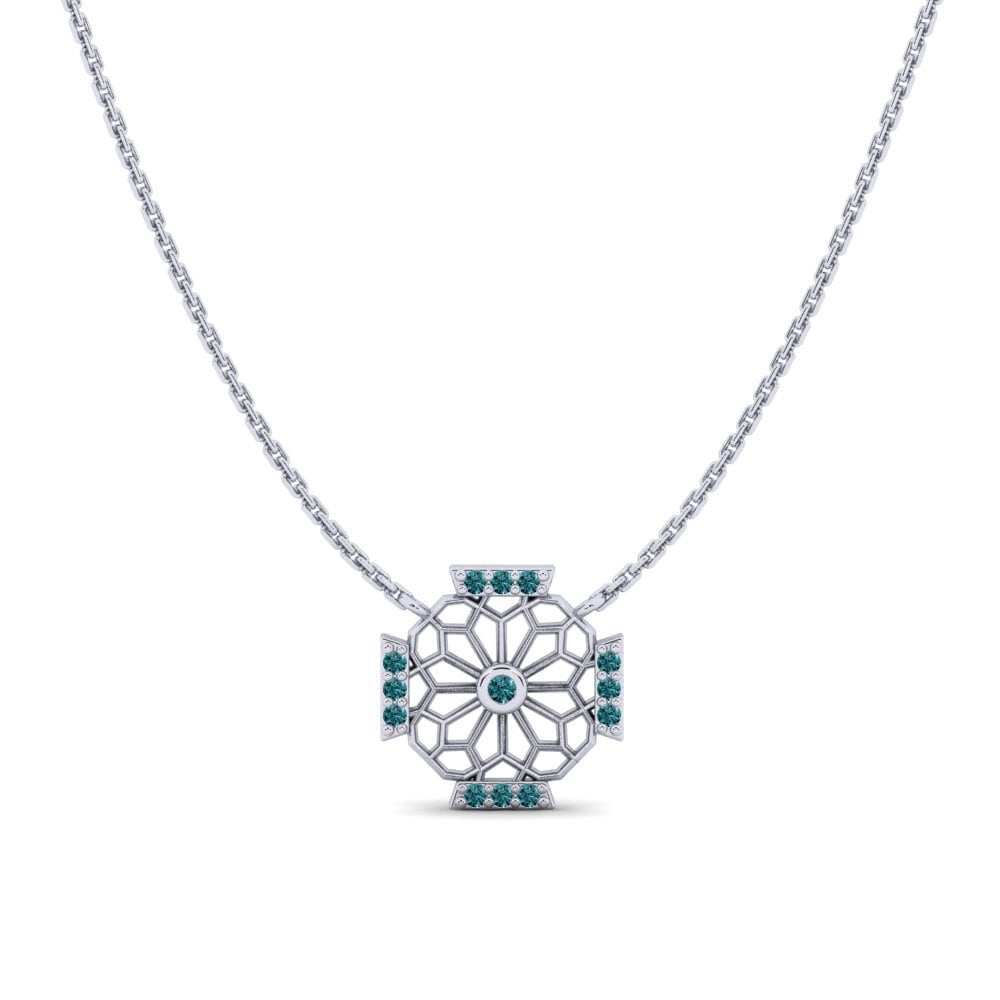 Paladio 950 Diamante Azul Collar de Mujer Sasso