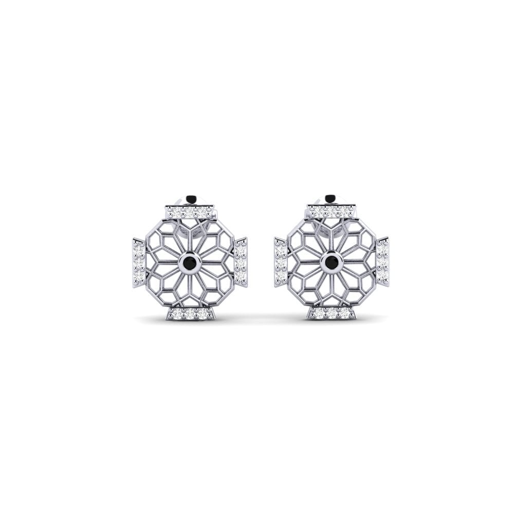 White Silver Black Sapphire Women's Earring Shakunage