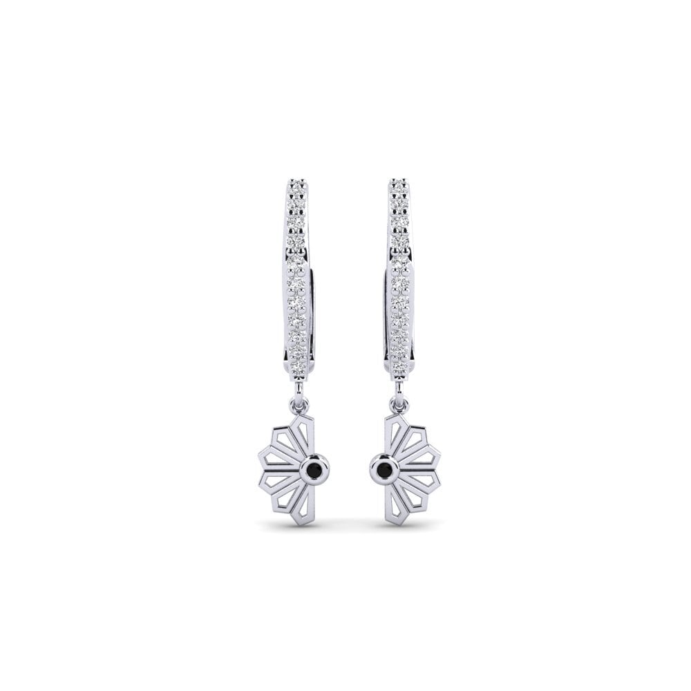 Plata 925 Diamante Negro Pendiente de mujer Shibutsu