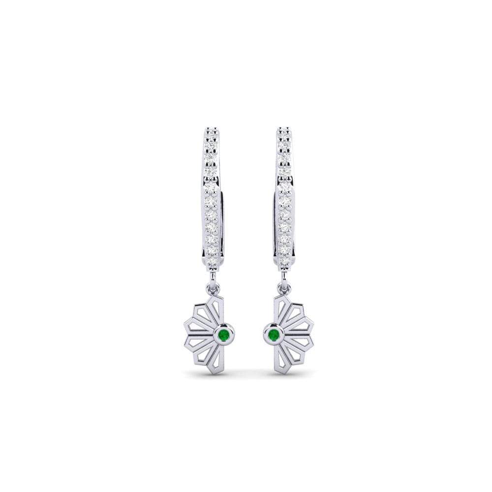 Plata 925 Esmeralda Pendiente de mujer Shibutsu