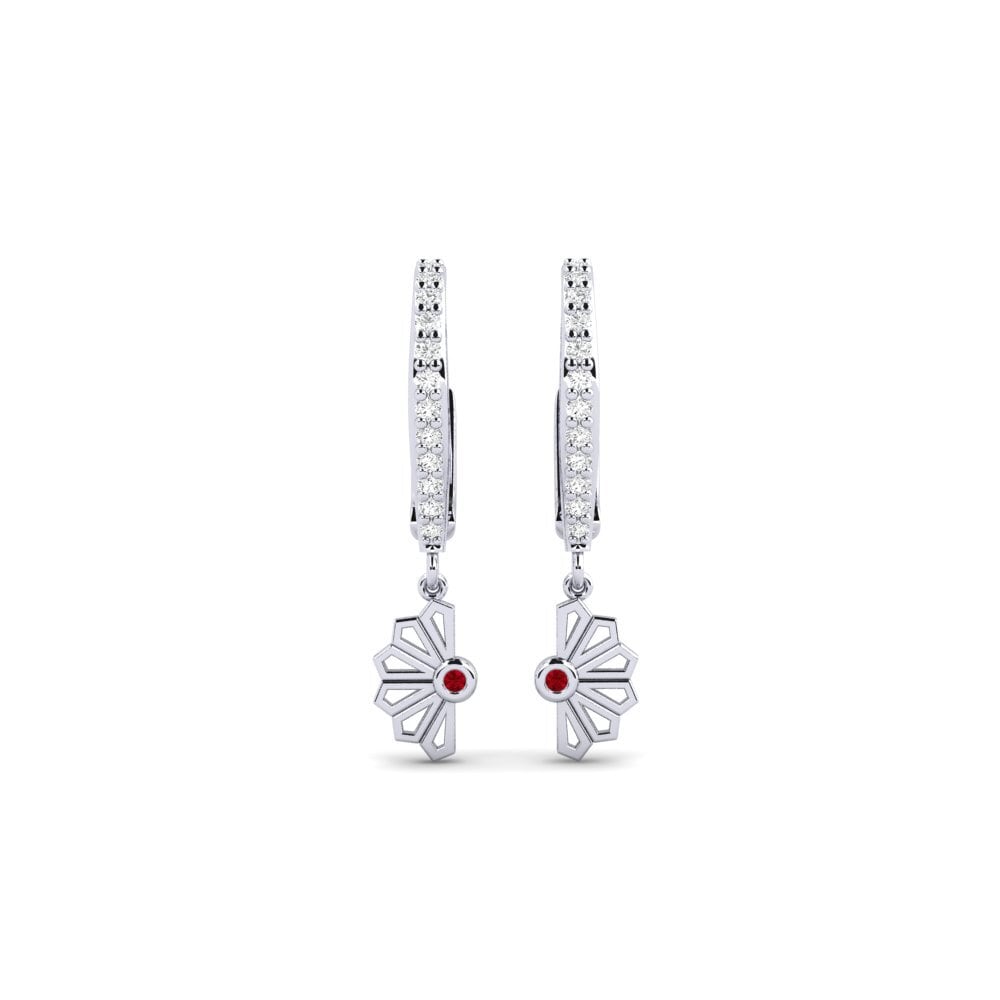 White Silver Red Zirconia Women's Earring Shibutsu