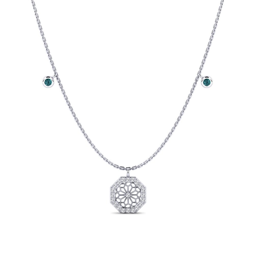 Paladio 950 Diamante Azul Collar de Mujer Shinano