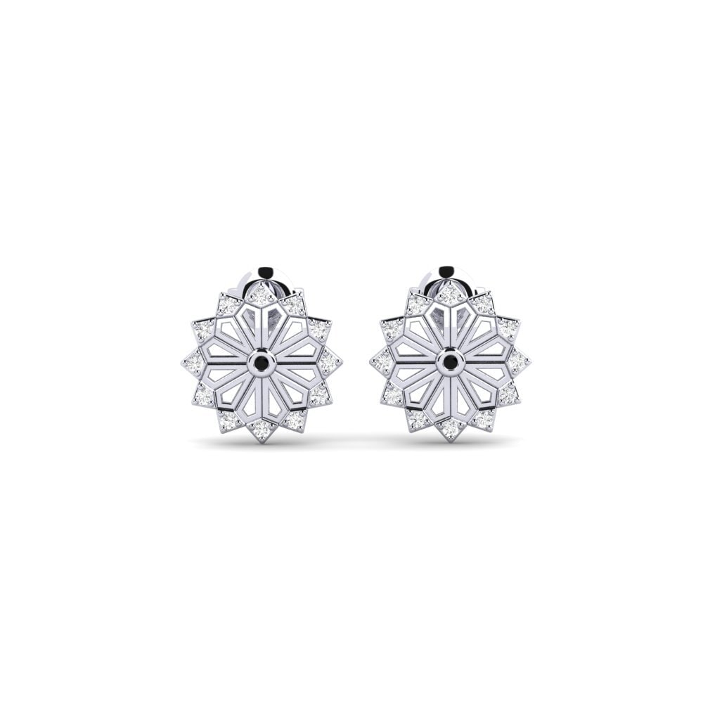 White Silver Black Sapphire Women's Earring Shiomidake