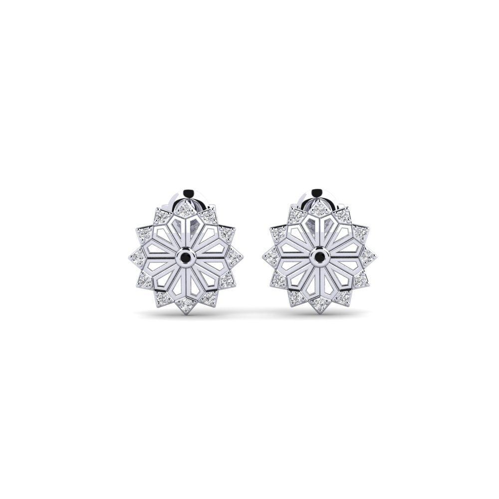 Plata 925 Diamante Negro Pendiente de mujer Shiomidake