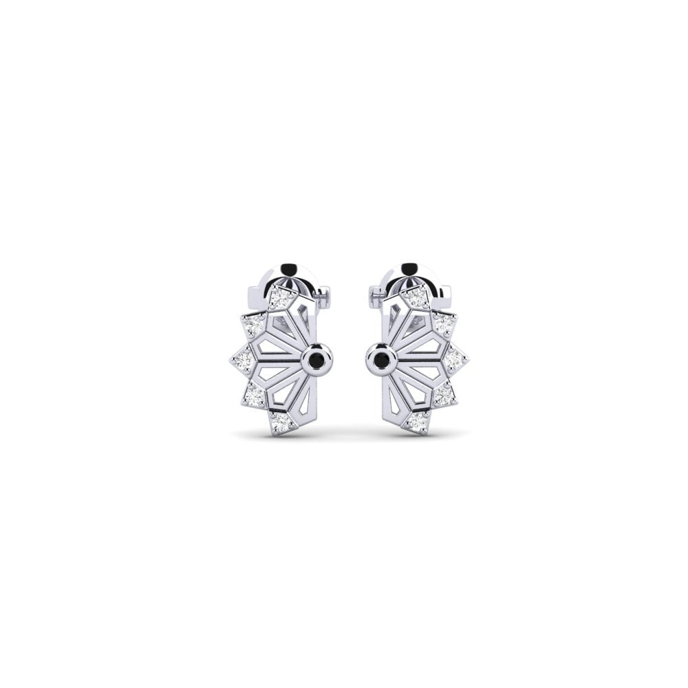 White Silver Black Sapphire Women's Earring Shirane