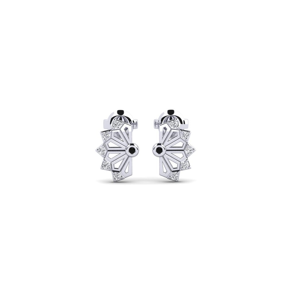 Plata 925 Diamante Negro Pendiente de mujer Shirane