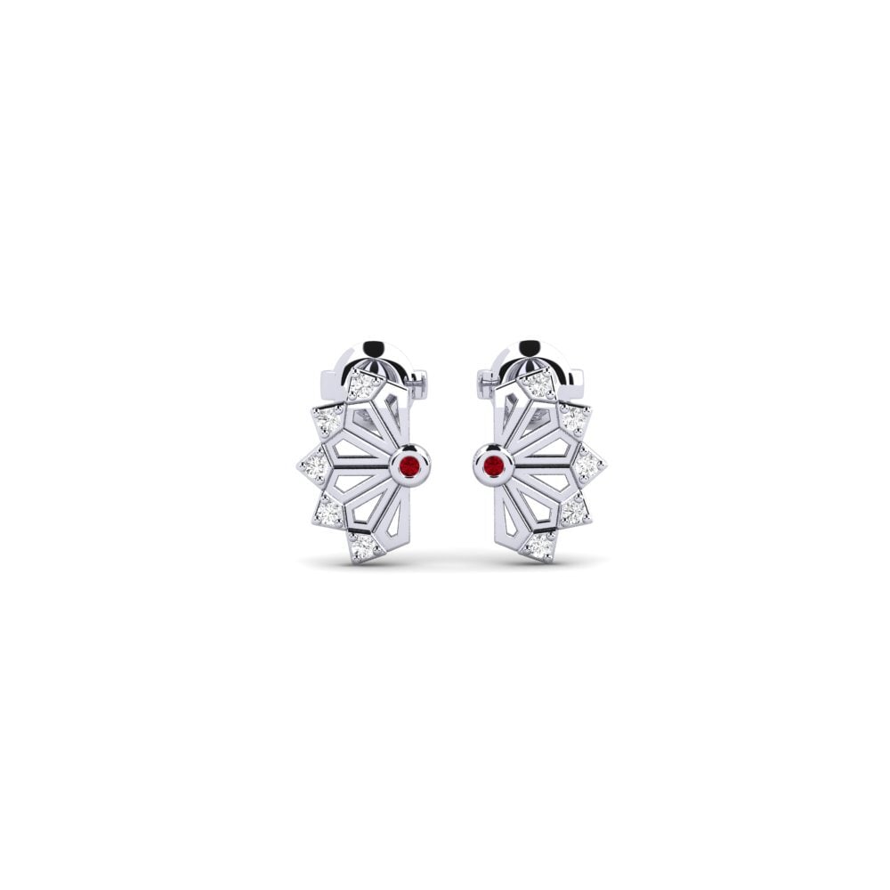 White Silver Red Zirconia Women's Earring Shirane