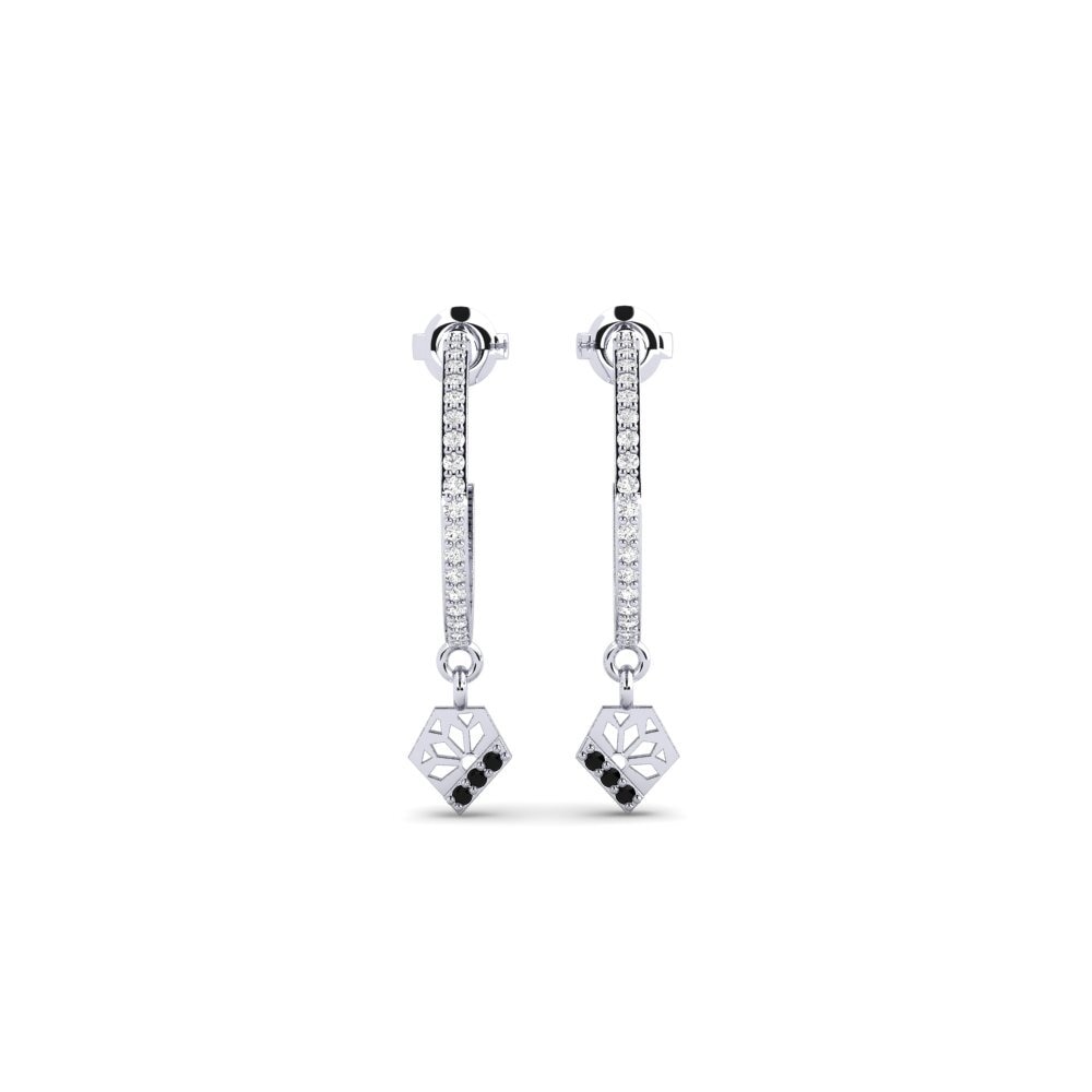 White Silver Black Sapphire Women's Earring Siddoysiyya