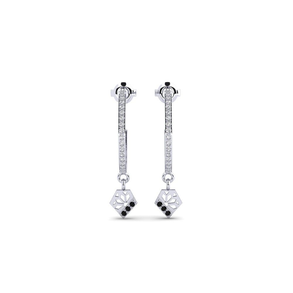 Plata 925 Diamante Negro Pendiente de mujer Siddoysiyya