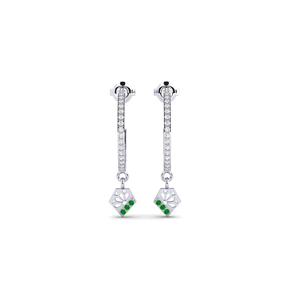 Plata 925 Esmeralda Pendiente de mujer Siddoysiyya
