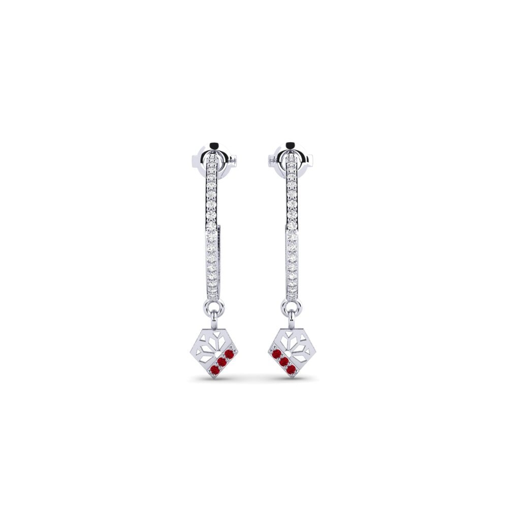 White Silver Red Zirconia Women's Earring Siddoysiyya