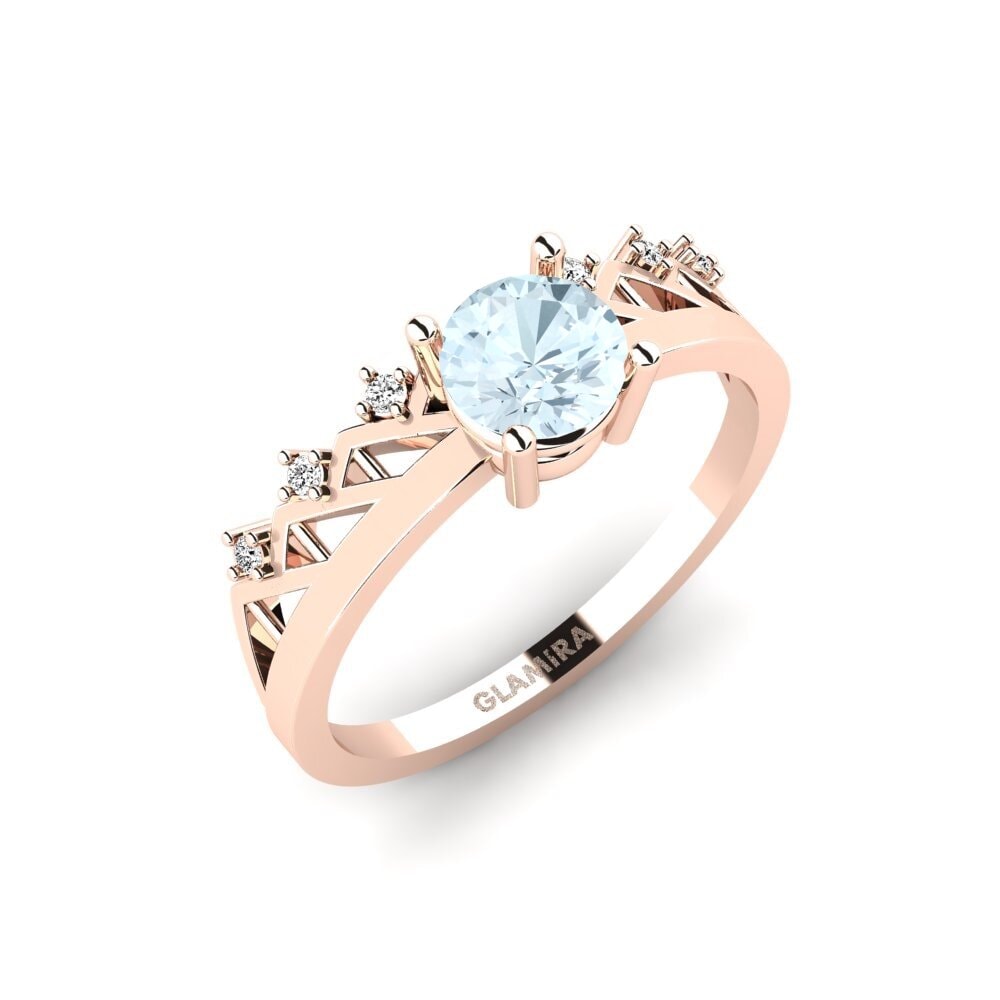 14ct Rose Gold Aquamarine Ring Skera