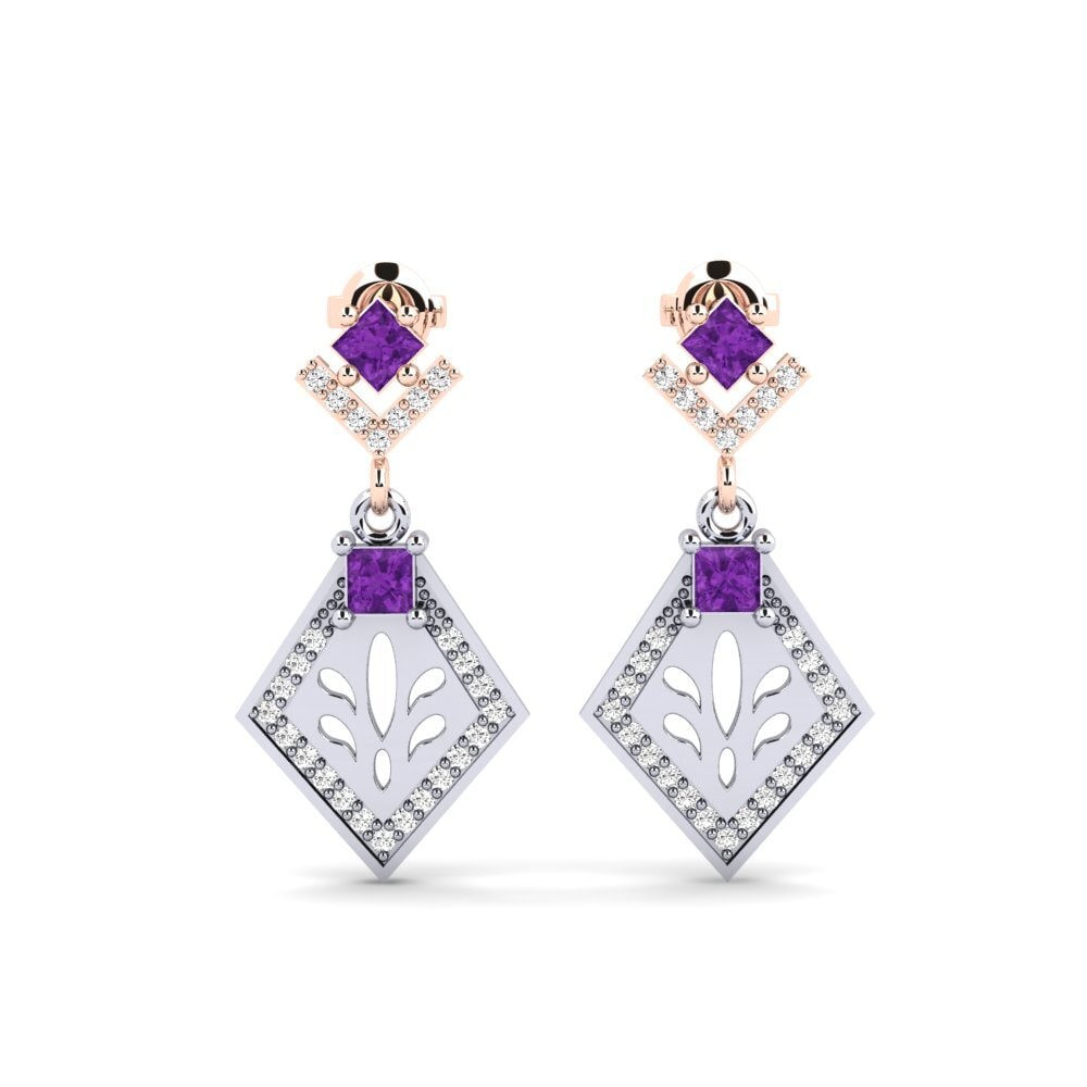 14ct White / Rose Gold Amethyst Women's Earring Snije