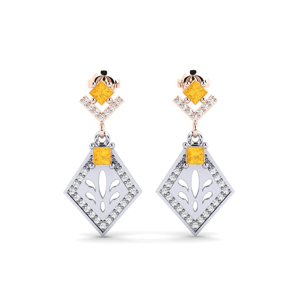 18ct White / Rose Gold Citrine Women's Earring Snije