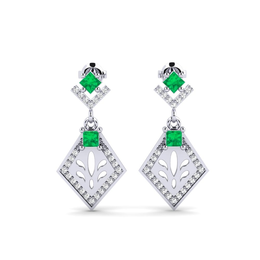Plata 925 Esmeralda Pendiente de mujer Snije