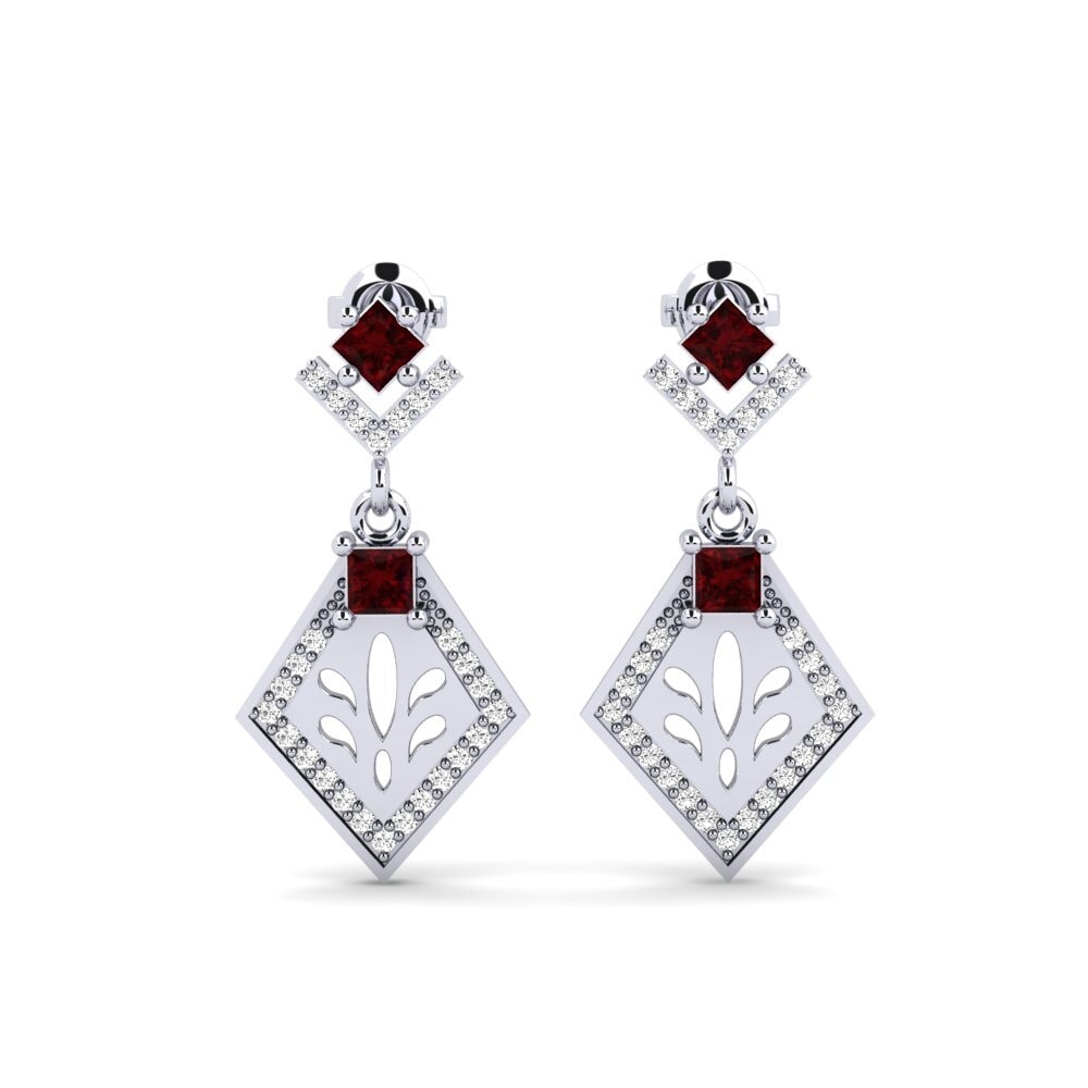 14ct White Gold Garnet Women's Earring Snije