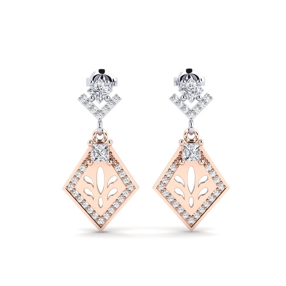 14ct Rose / White Gold Moissanite Women's Earring Snije
