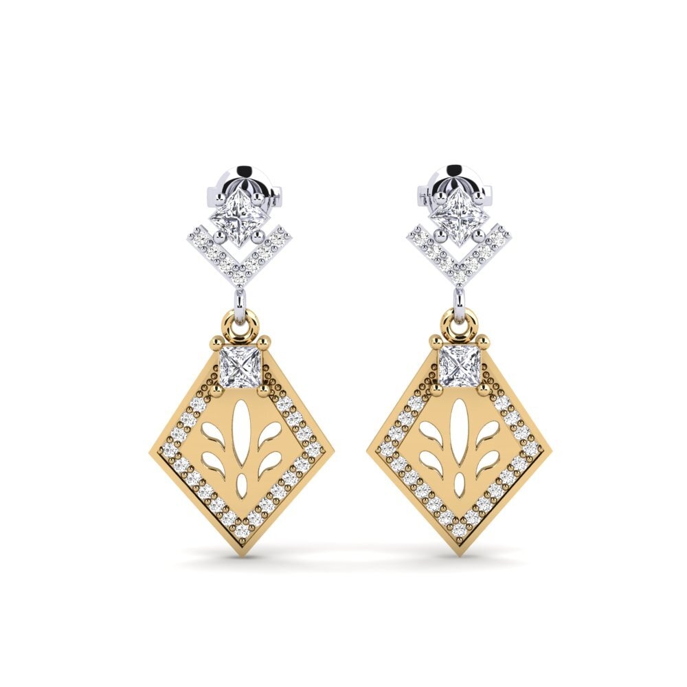 14ct Yellow / White Gold Moissanite Women's Earring Snije