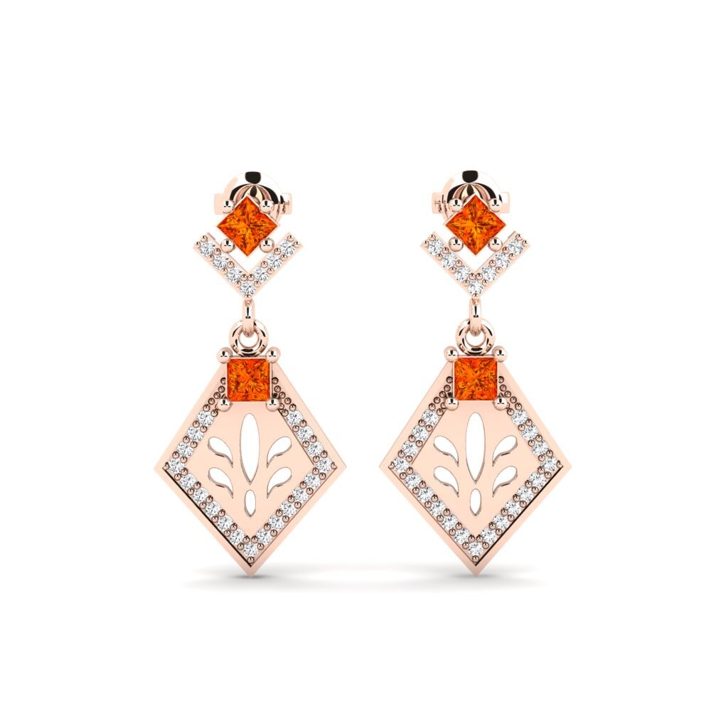 14ct Rose Gold Orange Sapphire Women's Earring Snije