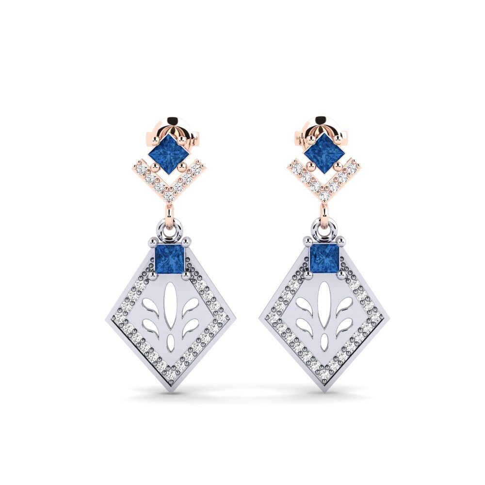 585 Weiß & Rotgold Dunkelblauer Zirkonia Damen ohrring Snije